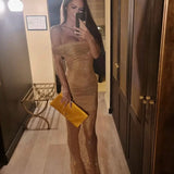 SELF PORTRAIT (Gold) Rhinestone Embellished off shoulder maxi