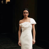 RACHEL GILBERT (cream) Kace bow off shoulder gown