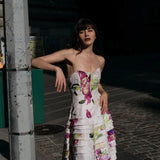 AJE (white/flower) Victoria wild hydrangea strapless midi