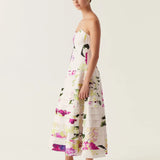 AJE (white/flower) Victoria wild hydrangea strapless midi