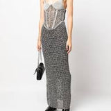DION LEE (grey/black) Knit Corset Maxi