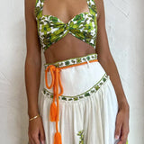 ALEMAIS (green/white) Wallis bralette top and skirt set
