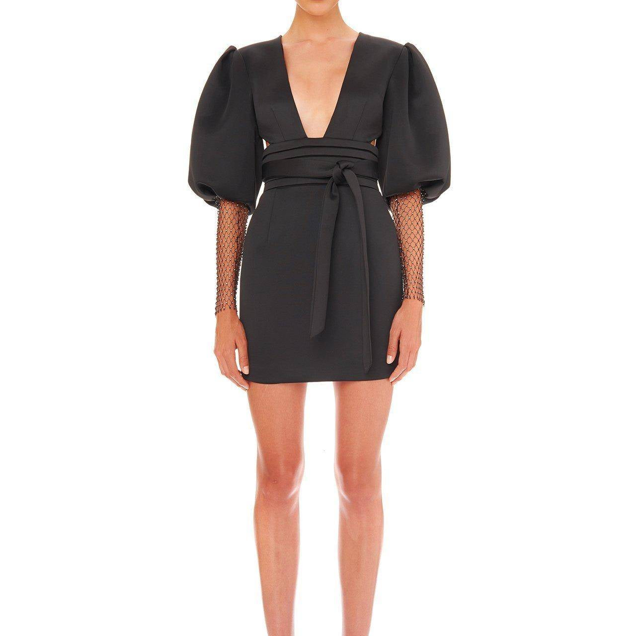 ELIYA THE LABEL (black) Gravity puffy sleeve diamante mini