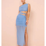 BEC AND BRIDGE (blue) Whorl Asym MESH midi