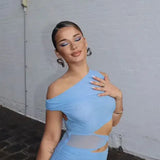 BEC AND BRIDGE (blue) Whorl Asym MESH midi