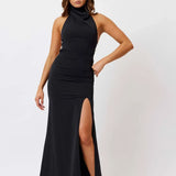 BIANCA AND BRIDGETT (black) Sara high neck backless pearl