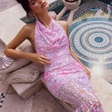 ELIYA THE LABEL (pink) Laura sparkle halter midi