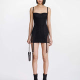 DION LEE (black) Lace Up Corset Mini Dress
