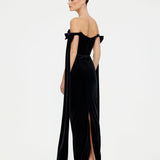 EFFIE KATS (black) Ginger velvet off shoulder gown