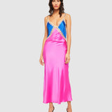 GINIA (blue/pink) Sadie lace silk midi