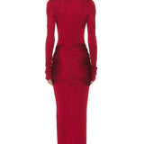 HELSA (red) Slinky long sleeve wrap gown