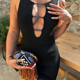 CHRISTOPHER ESBER Diamonte Middle Knit Midi (Black)