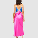 GINIA (blue/pink) Sadie lace silk midi