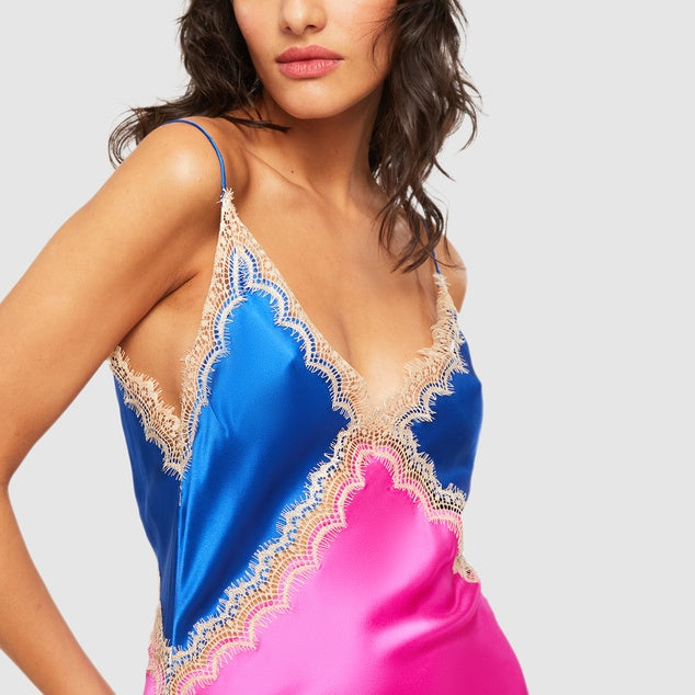 GINIA (blue/pink) Sadie lace silk midi