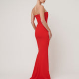 EFFIE KATS (red) Jackie O Strapless Train Gown