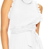 TALULAH (white) Jodi high neck pleated midi