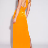 EFFIE KATS (orange) Velvet Lana one shoulder gown