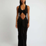 CHRISTOPHER ESBER (black) Vivenda drape open tummy gown