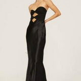 BEC AND BRIDGE (black) Halle strapless mesh/silk gown