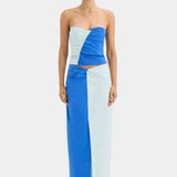 SIR THE LABEL (blue) Azul twist top/midi skirt set