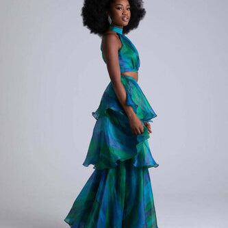 YAURA FAARI (blue/green) Aquarelle skirt/top set