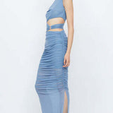 BEC AND BRIDGE (blue) Whorl Asym MESH midi