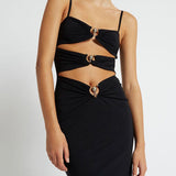 CHRISTOPHER ESBER (black) Pierced Three Orbit Column Midi