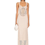 DION LEE (beige) Marled Double Cup Corset Midi
