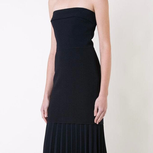 DION LEE (black) Linear Pleated Crepe Strapless Midi