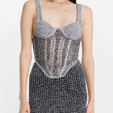 DION LEE (grey/black) Knit Corset Maxi