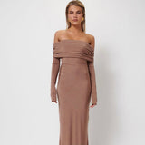 EFFIE KATS (beige/brown/coffee) Gwen long sleeve gown