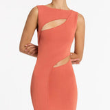 SIR THE LABEL (burnt orange) Nadja cut out bandage midi