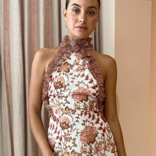 SONYA MODA (brown/pink/white) Aljoun floral high neck maxi