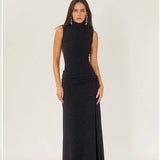 ARCINA ORI (navy) MONICA high neck drape maxi
