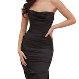 HOUSE OF CB (black) Adrienne strapless corset gown