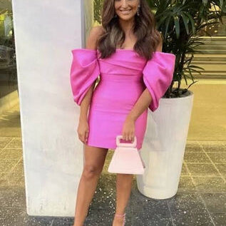 SOLACE LONDON (pink) Elina off the shoulder mini
