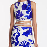 SIR THE LABEL (blue/white) Esme Floral Silk Skirt Set