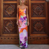 WITH HARPER LU (orange/purple) Riviera floral maxi