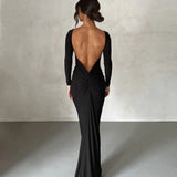 MELANI THE LABLE (black) Camila long sleeve backless midi