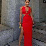 EFFIE KATS (red) Eniko cutout gown
