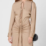 CHRISTOPHER ESBER Ruched Shirt Dress Closed Tummy (Beige)