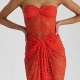 NATALIE ROLT (orange/red) Naomi lace gathered maxi