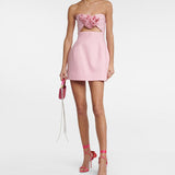 YOJANI BOUTQUE (pink) Valencia strapless flower mini