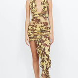 BEC AND BRIDGE (yellow/brown) Malibu Bay halter floral frill mini