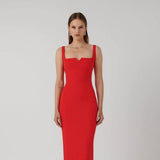 EFFIE KATS (red) Natalya square neck gown