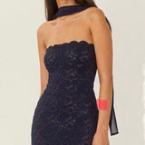 ARCINA ORI (navy blue) Meredith lace scarf maxi