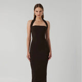 EFFIE KATS (brown coffee) meline halter midi