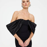 EFFIE KATS (black) Marilyn bow arm off shoulder midi