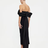 EFFIE KATS (black) Marilyn bow arm off shoulder midi
