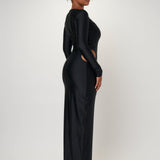 EFFIE KATS Meika Long Sleeve Bodycon Cutout Maxi (Black)